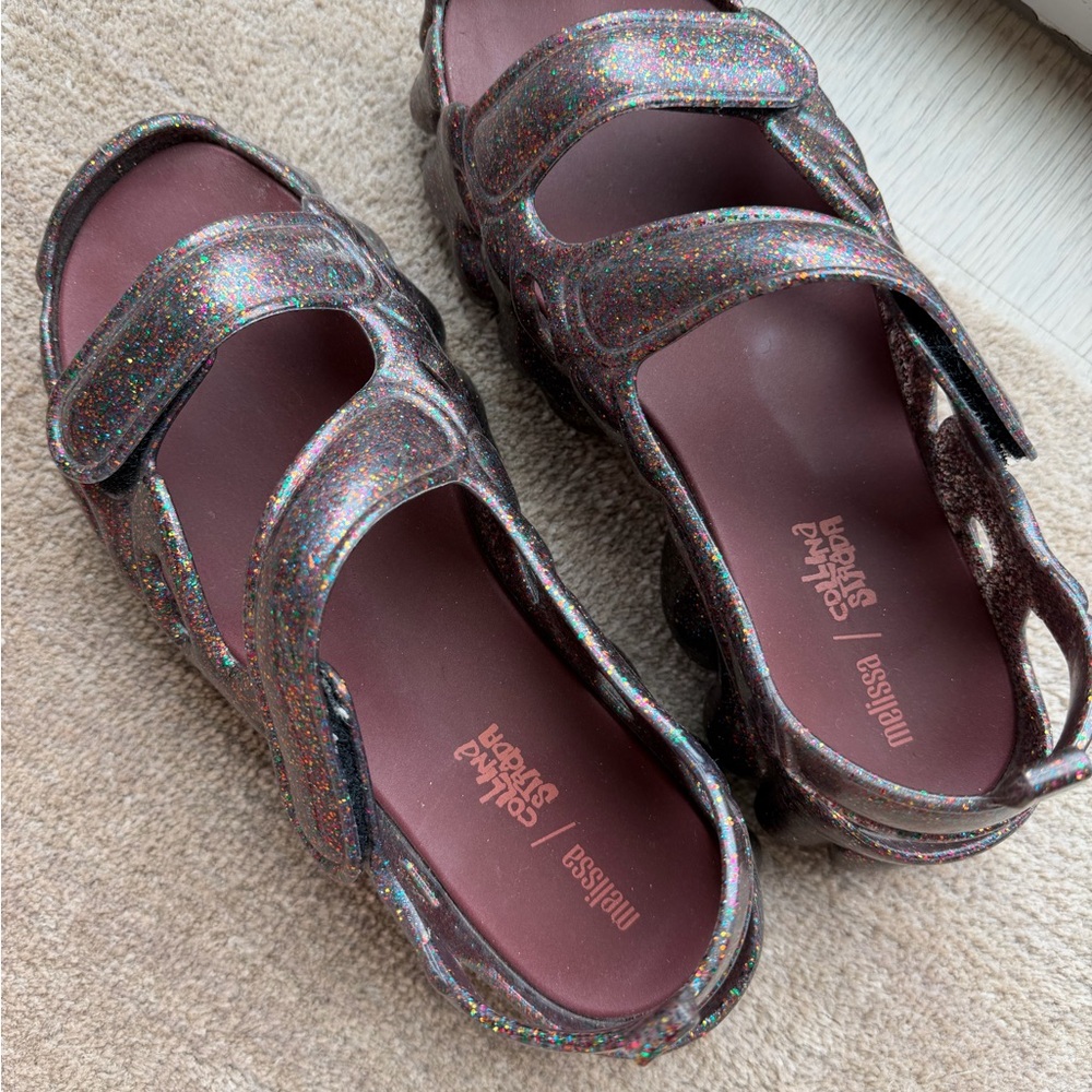 Collina Strada Glitter Plum Jelly Sandals - Picture 5 of 6